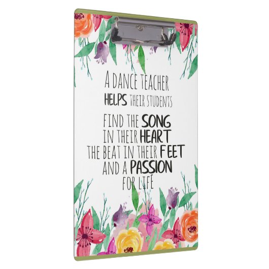 Tanzlehrer Geschenk Anerkennung Danke Zitat Klemmbrett (Rechts)