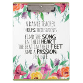 Tanzlehrer Geschenk Anerkennung Danke Zitat Klemmbrett (Vorderseite)