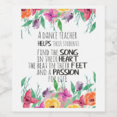 Tanzlehrer Geschenk Anerkennung Danke Zitat Weinetikett (Einzelnes Label)