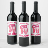 Tanzlehrer Geschenk Rosa Ballerina Schuhe Weinetikett (Flaschen)