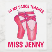 Tanzlehrer Geschenk Rosa Ballerina Schuhe Weinetikett (Einzelnes Label)