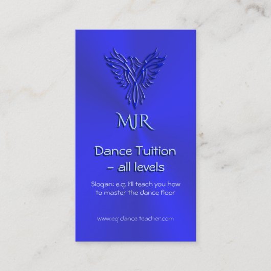 Tanzlehrer, Monogramm, Blue Phoenix Visitenkarte (Vorderseite)