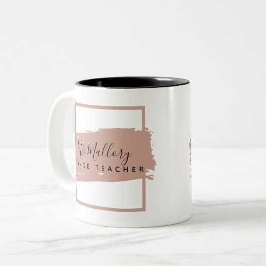 Tanzlehrer Schwarz und Rose Gold Personalisiert Zweifarbige Tasse (Vorderseite Links)
