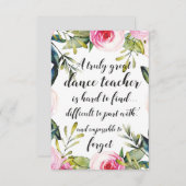 Tanzlehrer Vielen Dank für Ihre Wünsche nach Tanzl (Vorne/Hinten)