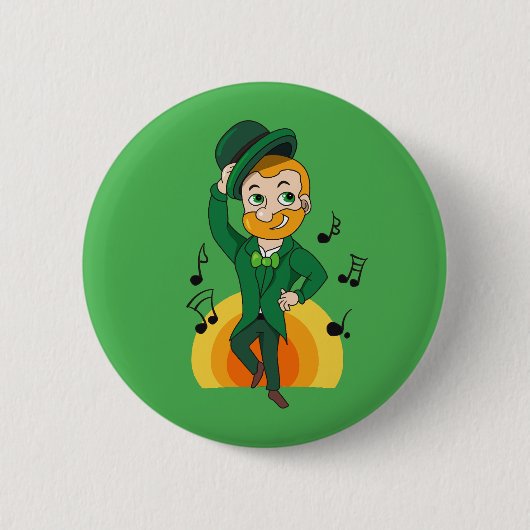 Tanzlekobobobaun, St. Patrick's Day Cartoon Button (Vorderseite)