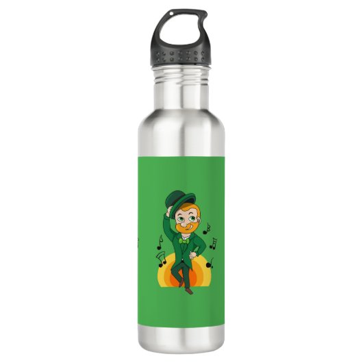 Tanzlekobobobaun, St. Patrick's Day Cartoon Edelstahlflasche (Vorderseite)