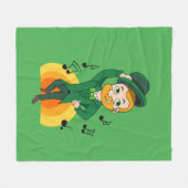 Tanzlekobobobaun, St. Patrick's Day Cartoon Fleecedecke (Vorderseite (Horizontal))