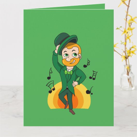 Tanzlekobobobaun, St. Patrick's Day Cartoon Karte (Gelbe Blume)