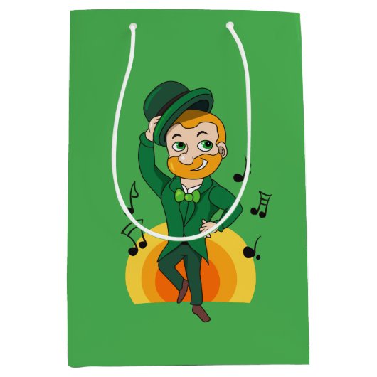 Tanzlekobobobaun, St. Patrick's Day Cartoon Mittlere Geschenktüte (Vorderseite)