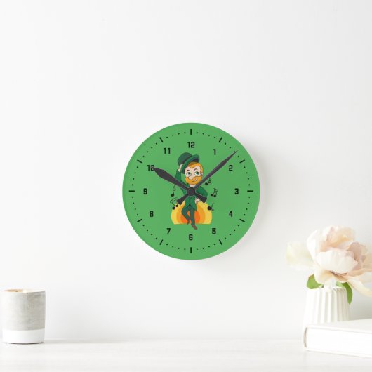 Tanzlekobobobaun, St. Patrick's Day Cartoon Runde Wanduhr (Zuhause)