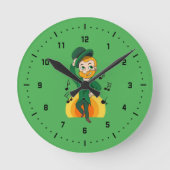 Tanzlekobobobaun, St. Patrick's Day Cartoon Runde Wanduhr (Vorderseite)