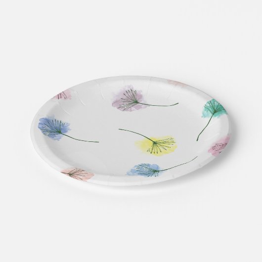 Tanzleuchter | Wasserfarbenes Muster Pappteller (Schrägansicht)