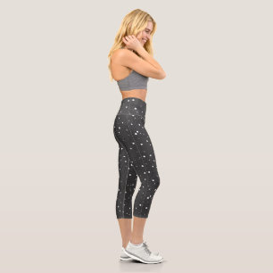 Tanzlustige Punkte-Leggings: Weiß auf Blau Capri L Leggings