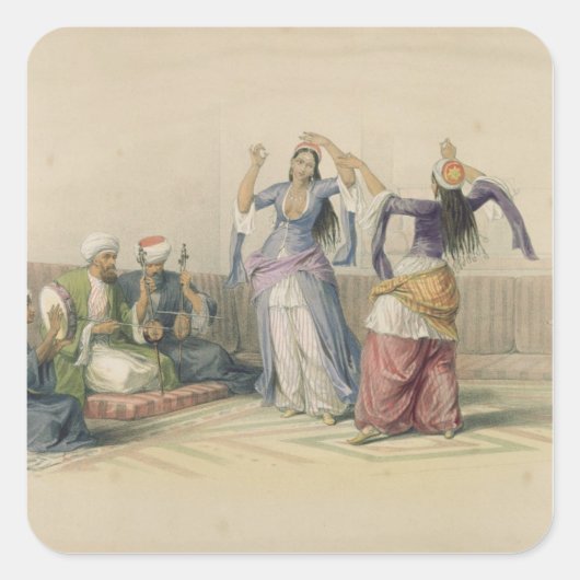Tanzmädchen in Kairo, aus "Ägypten und Nubien" Quadratischer Aufkleber (Vorderseite)