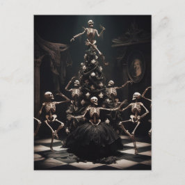 Tanzmakabre Weihnachten Skelette um den Baum Postkarte