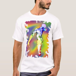 Tanzmännliche Figur in Stolzfarben T-Shirt