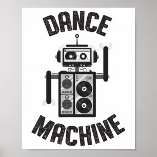 Tanzmaschine Vintage Retro 80er Roboter Poster