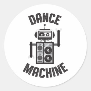 Tanzmaschine Vintage Retro 80er Roboter Runder Aufkleber