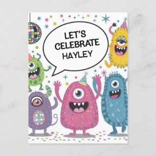 Tanzmonster Party Kindergeburtstag Design Postkarte