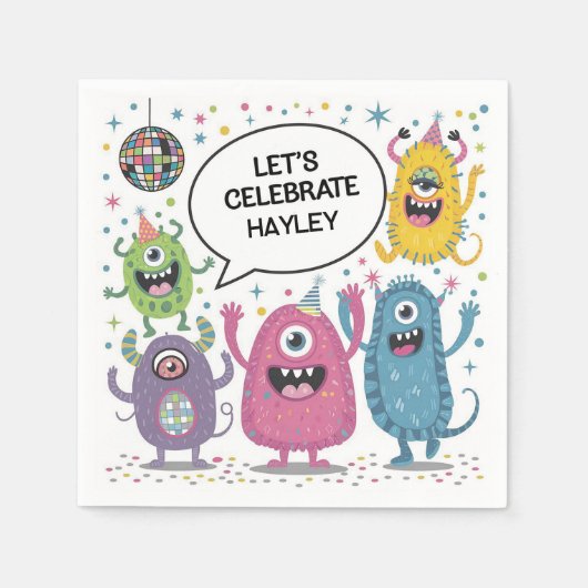 Tanzmonster Party Kindergeburtstag Design Serviette (Vorderseite)
