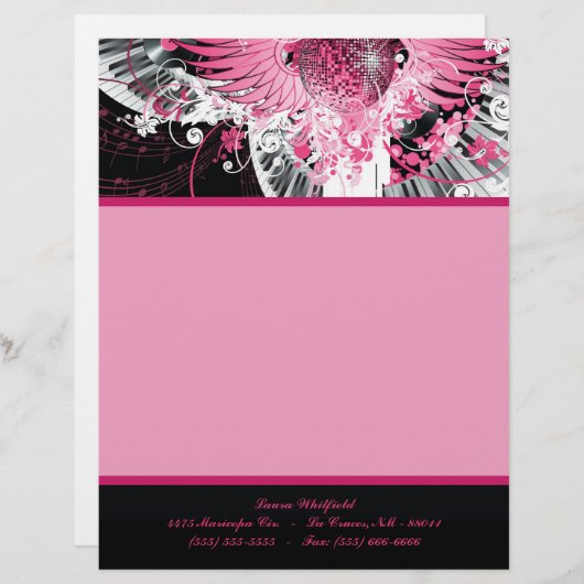 Tanzmusik Disko Ball Piano Parco Tassino Briefbogen (Vorne/Hinten)