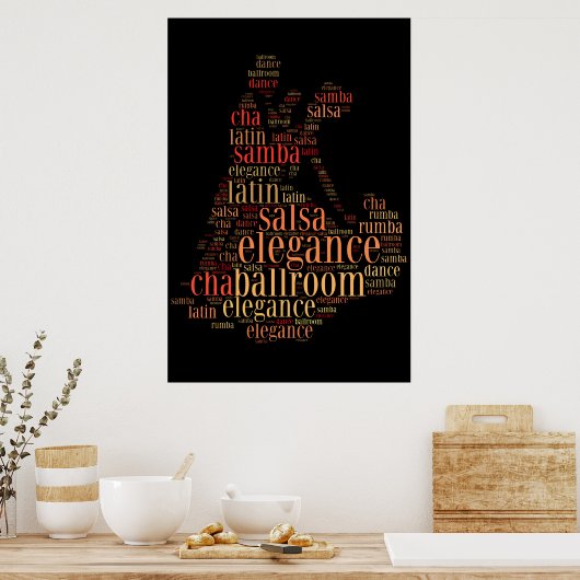 Tanzpaar als Wörter Cloud-Design Poster (Küche)