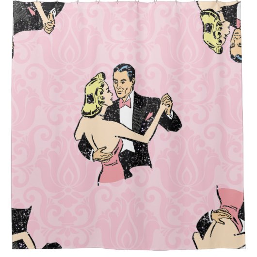 Tanzpärchen Vintager rosa Ballsaal Duschvorhang (Vorderseite)