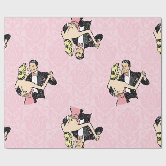 Tanzpärchen Vintager rosa Ballsaal Geschenkpapier (Flach)