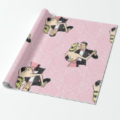 Tanzpärchen Vintager rosa Ballsaal Geschenkpapier (Ungerollt)