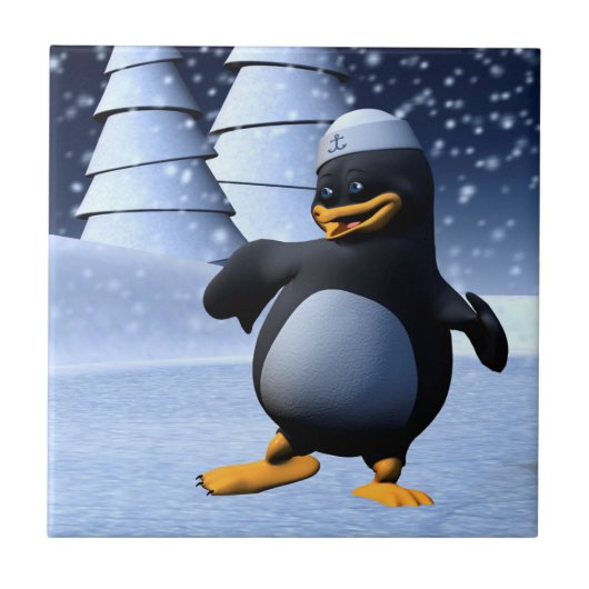 Tanzpinguin Fliese (Vorderseite)