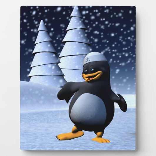 Tanzpinguin Fotoplatte (Vorderseite)