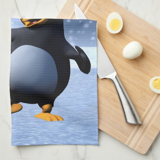 Tanzpinguin Geschirrtuch (Viertel Falte)