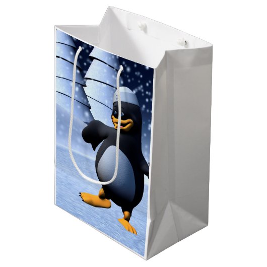 Tanzpinguin Mittlere Geschenktüte (Vorderseite Schrägansicht)