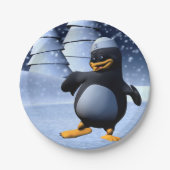 Tanzpinguin Pappteller (Vorderseite)
