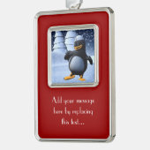 Tanzpinguin Rahmen-Ornament Silber (Links)