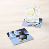 Tanzpinguin Rechteckiger Pappuntersetzer (Vor Ort)