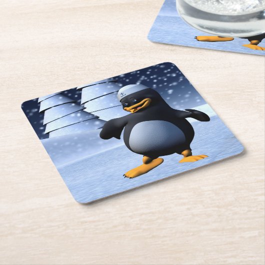 Tanzpinguin Rechteckiger Pappuntersetzer (angewinkelt)