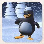 Tanzpinguin Rechteckiger Pappuntersetzer (Vorderseite)