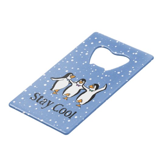 Tanzpinguine Design Flaschenöffner (Rückseite Schrägansicht)