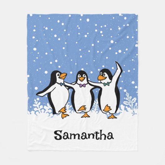 Tanzpinguine Design Fleece Blanket (Vorderseite)