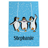 Tanzpinguine Design Mittlere Geschenktüte (Rückseite)