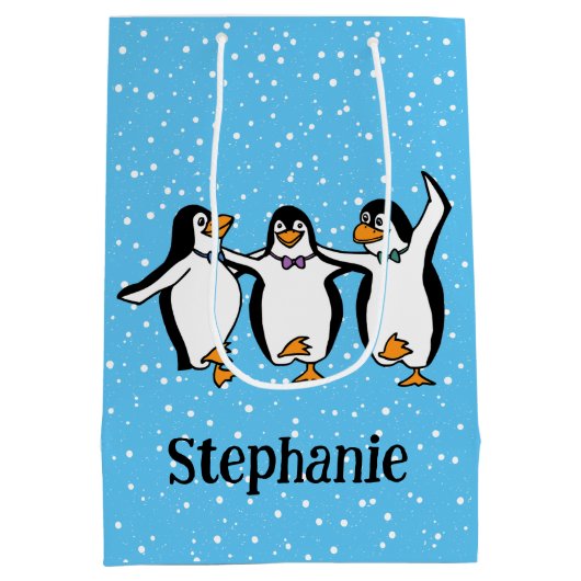 Tanzpinguine Design Mittlere Geschenktüte (Rückseite)