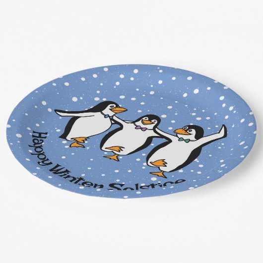 Tanzpinguine Design Paper Plate Pappteller (Schrägansicht)