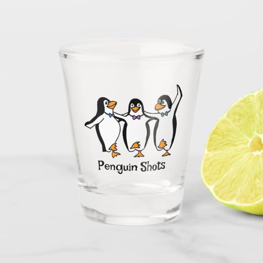 Tanzpinguine Design Shot Glass Schnapsglas (Vorderseite)