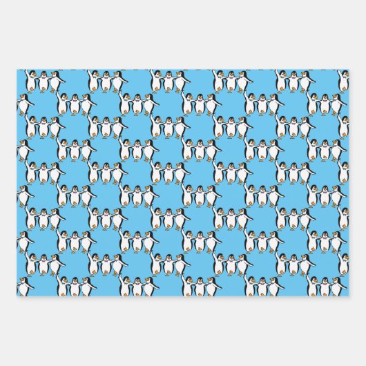 Tanzpinguine Design Wrapping Paper Sheets Geschenkpapier Set (Vorderseite)