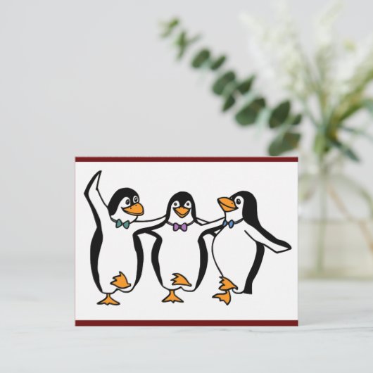Tanzpinguine Postkarte (Stehend Vorderseite)