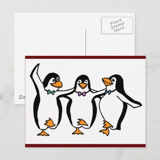Tanzpinguine Postkarte (Vorne/Hinten)