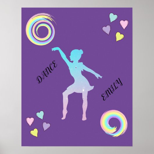 Tanzposter mit Herzen & Wirbel. Poster (Vorne)