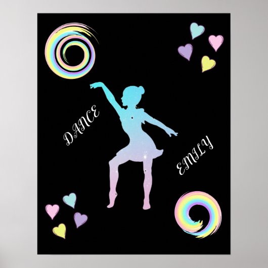 Tanzposter mit Herzen & Wirbel. Poster (Vorne)