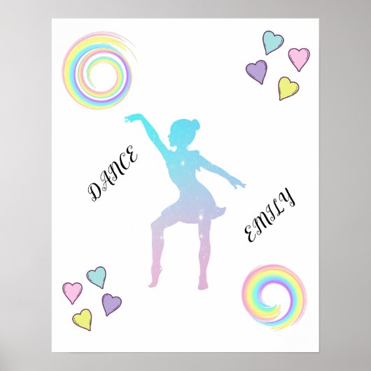 Tanzposter mit Herzen & Wirbel. Poster (Vorne)